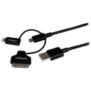 StarTech.com 1m (3 ft) Black Apple 8-pin Lightning or 30-pin Dock Connector or Micro USB to USB Combo Cable for iPhone - iPod - iPad - American Tech Depot