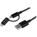 StarTech.com 1m (3 ft) Black Apple 8-pin Lightning Connector or Micro USB to USB Combo Cable for iPhone - iPod - iPad - American Tech Depot