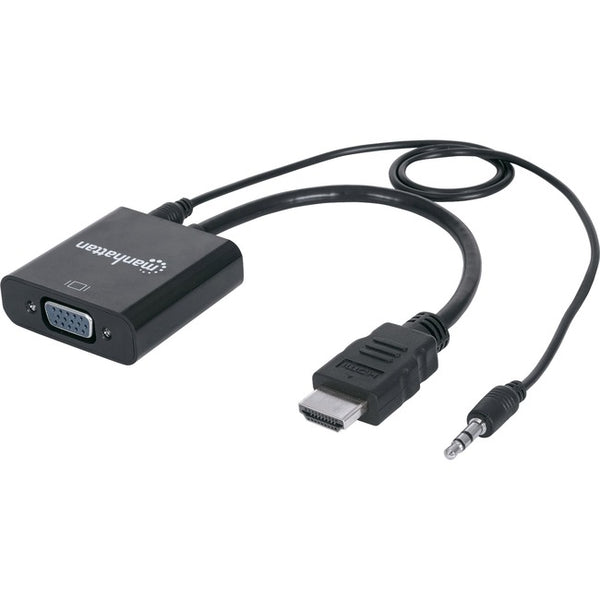 Manhattan HDMI Male to VGA Female Converter with Audio and Optional USB Micro-B Power Port - Retail Bag - American Tech Depot