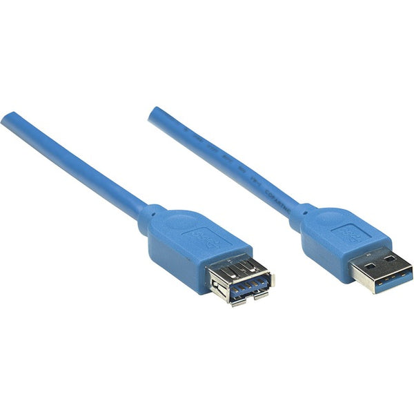 Manhattan SuperSpeed USB 3.0 A Male-A Female Extension Cable, 10 ft (3m), Blue - American Tech Depot