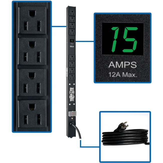 Tripp Lite PDU Metered 120V 15A 5-15R 8 Outlet 5-15P 24" Height 0URM - American Tech Depot