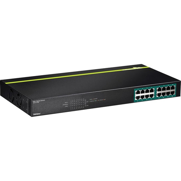 TRENDnet 16-Port Gigabit PoE+ Switch, 16 x Gigabit PoE+ Ports, 246W PoE Power Budget, 32 Gbps Switching Capacity, Desktop Switch, Ethernet Network Switch, Metal, Lifetime Protection, Black, TPE-TG160g