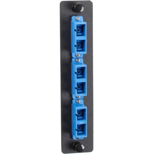 Black Box Standard Adapter Panel, Ceramic Sleeves, (3) Duplex SC Pairs, Blue - American Tech Depot