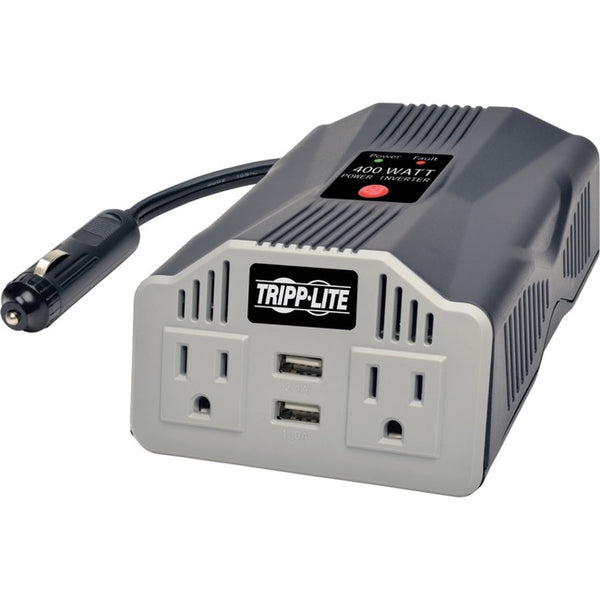 Tripp Lite Ultra-Compact Car Inverter 400W 12V DC to 120V AC 2 UBS Charging Ports 2 Outlets