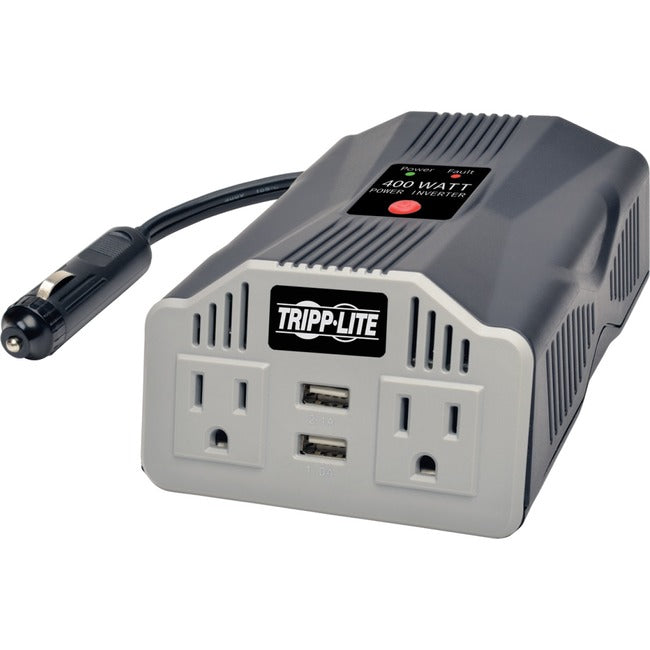 Tripp Lite Ultra-Compact Car Inverter 400W 12V DC to 120V AC 2 UBS Charging Ports 2 Outlets