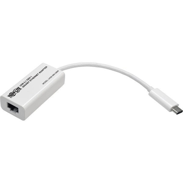 Tripp Lite USB-C to Gigabit Ethernet NIC Network Adapter 10-100-1000 Mbps White - American Tech Depot