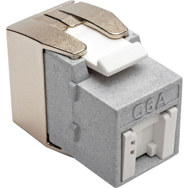 Tripp Lite Cat6a Keystone Jack with Dust Shutter, 180-Degree Toolless - Silver - 1 x RJ-45 Female - American Tech Depot