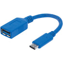 Manhattan SuperSpeed USB 3.1 Gen1 Type-C Male to Type-A Female Device Cable, 5 Gbps, Blue, 6" - American Tech Depot