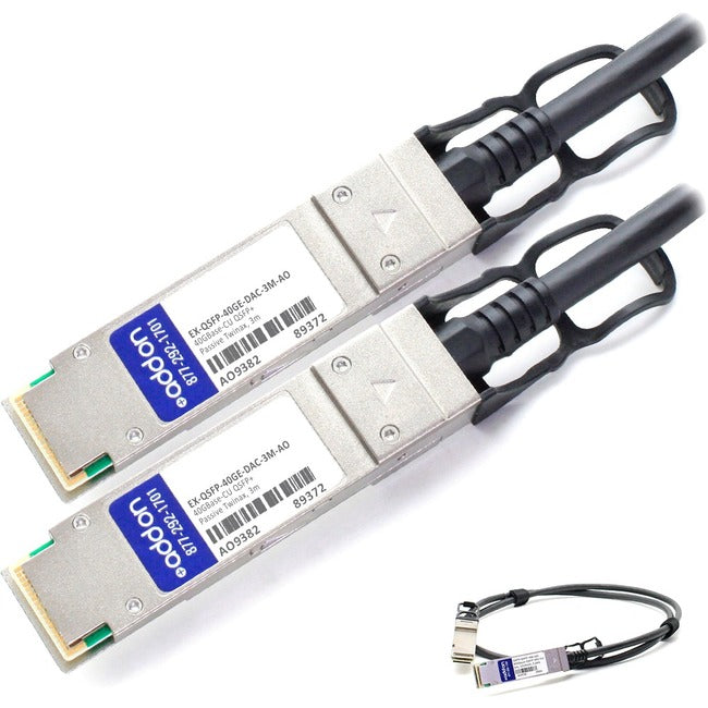 AddOn Juniper Networks EX-QSFP-40GE-DAC-3M Compatible TAA Compliant 40GBase-CU QSFP+ to QSFP+ Direct Attach Cable (Passive Twinax, 3m) - American Tech Depot