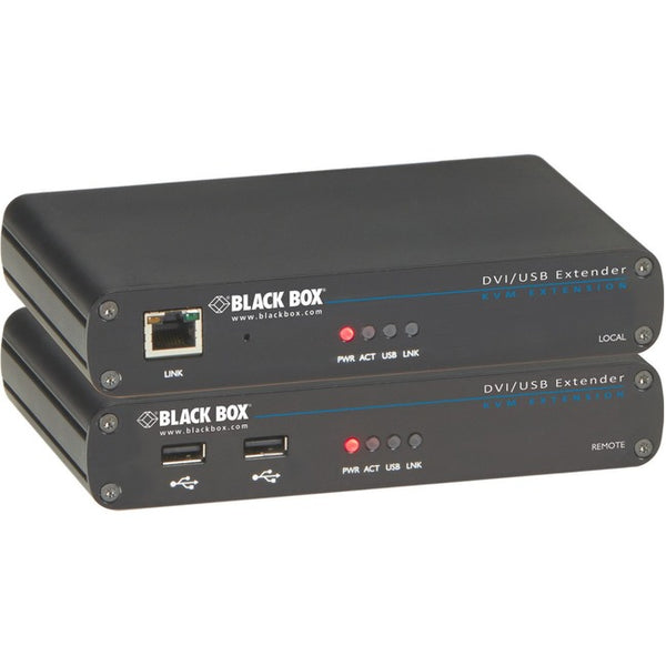 Black Box LRX Series KVM Extender - DVI-D, USB 2.0, RS232, Audio, Single-Access, CATx