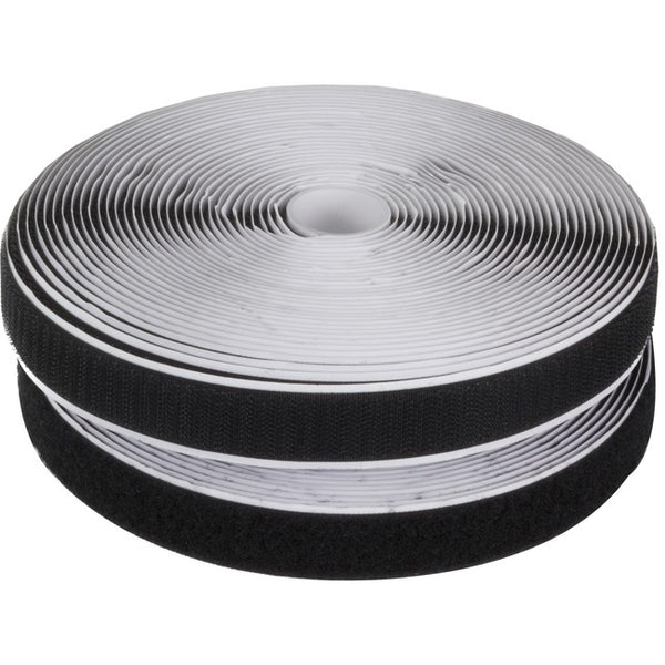 Black Box Hook and Loop Cable Wrap - 10m Spool, Black, 2-Pack