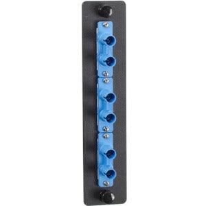 Black Box Standard Adapter Panel, Ceramic Sleeves, (3) Duplex ST Pairs, Blue - American Tech Depot