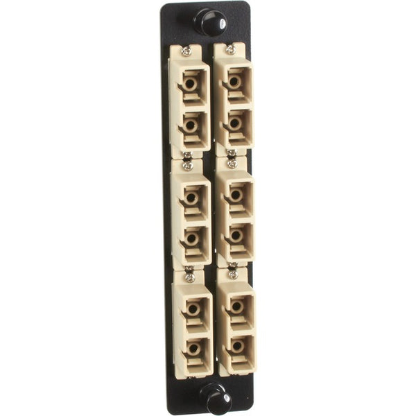 Black Box High-Density Adapter Panel, Bronze Sleeves, (6) SC Duplex Pairs, Beige - American Tech Depot