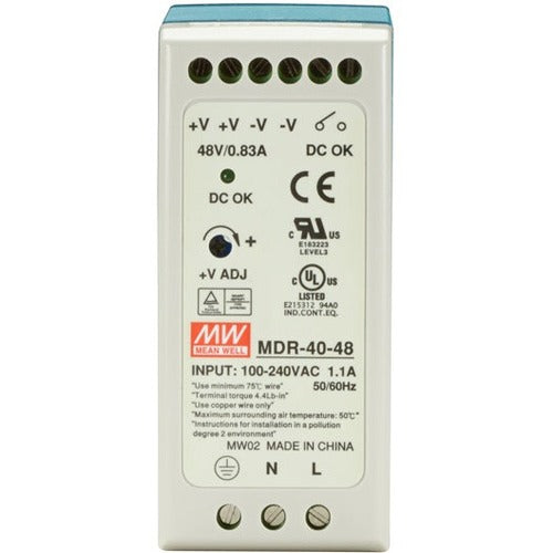 Black Box DIN Rail Power Supply, 40 Watts, 48 VDC - American Tech Depot