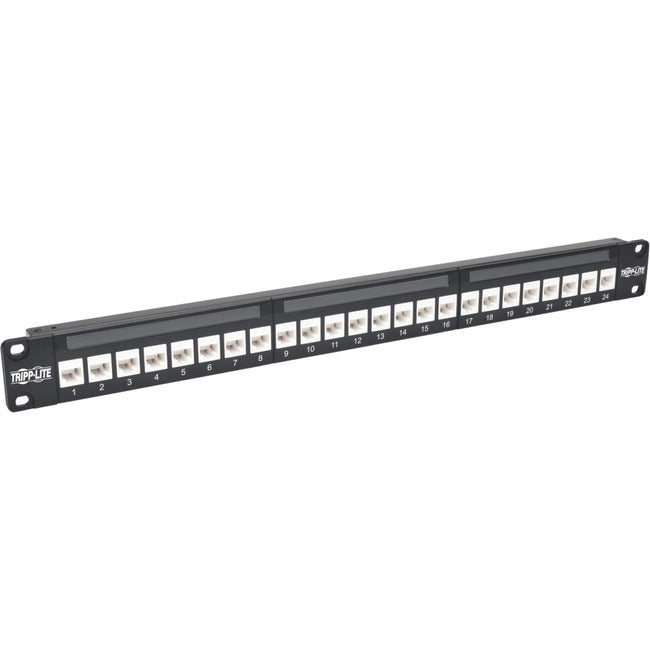 Tripp Lite 24-Port Cat6a Patch Panel Feedthrough Rackmount RJ45 Ethernet 1U - American Tech Depot