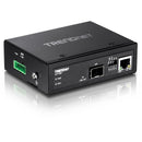 TRENDnet Hardened Industrial 100-1000 Base-T To SFP Media Converter, DIN-Rail And Wall Mount Hardware Included, Multi Or Single Mode Fiber, Power Supply Sold Separately, Black, TI-F11SFP
