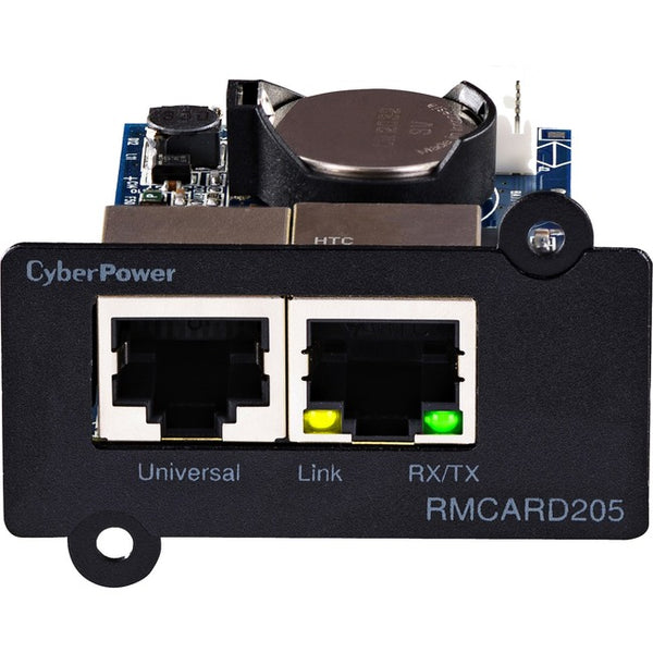 CyberPower UPS Systems RMCARD205 Hardware -  Supported Protocols: TCP-IP, UDP, FTP, SCP, DHCP, DNS, SSH, Telnet, HTTP-HTTPS, SNMPv1-v3, IPv4-v6, NTP, SMTP, and Syslog - American Tech Depot