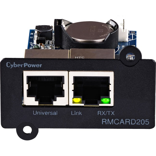 CyberPower UPS Systems RMCARD205 Hardware -  Supported Protocols: TCP-IP, UDP, FTP, SCP, DHCP, DNS, SSH, Telnet, HTTP-HTTPS, SNMPv1-v3, IPv4-v6, NTP, SMTP, and Syslog - American Tech Depot