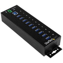 StarTech.com 10 Port Industrial USB 3.0 Hub - ESD and Surge Protection - DIN Rail or Surface-Mountable Metal Housing - American Tech Depot