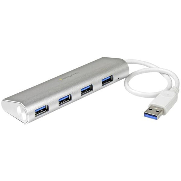 StarTech.com 4 Port Portable USB 3.0 Hub with Built-in Cable - Aluminum and Compact USB Hub - American Tech Depot