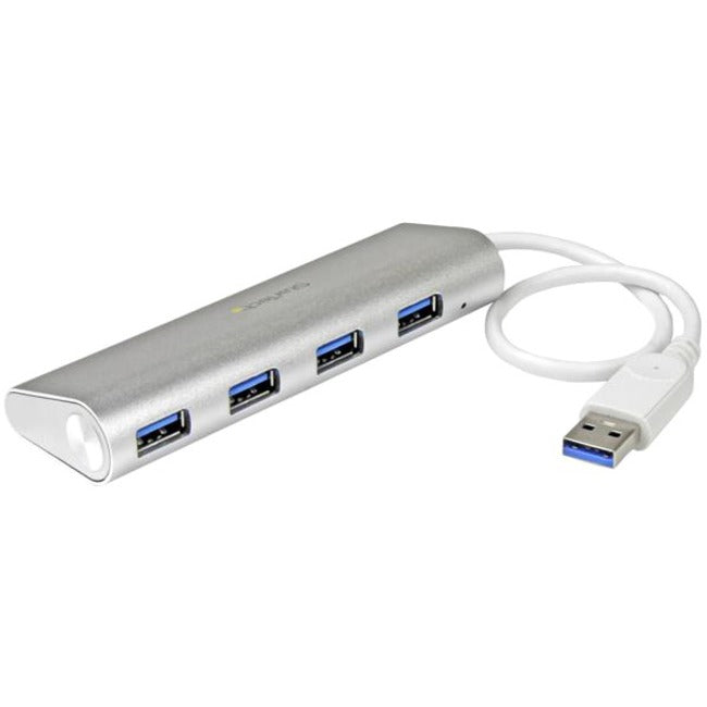 StarTech.com 4 Port Portable USB 3.0 Hub with Built-in Cable - Aluminum and Compact USB Hub - American Tech Depot