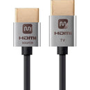 Monoprice Ultra Slim 18Gbps Active High Speed HDMI Cable, 3ft Silver - American Tech Depot