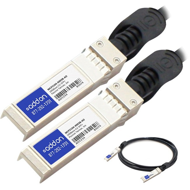 AddOn Mellanox MCP2104-X003B Compatible TAA Compliant 10GBase-CU SFP+ to SFP+ Direct Attach Cable (Passive Twinax, 3m) - American Tech Depot