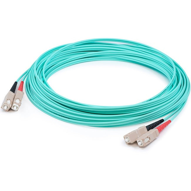 AddOn 25m SC (Male) to SC (Male) Aqua OM3 Duplex Fiber OFNR (Riser-Rated) Patch Cable - American Tech Depot