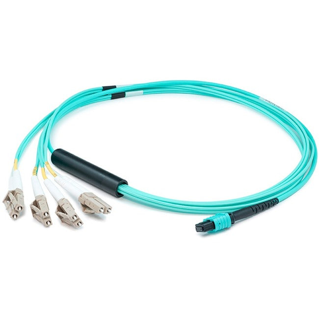 AddOn 1m MPO (Female) to 8xLC (Male) 8-Strand Aqua OM4 Fiber Fanout Cable - American Tech Depot