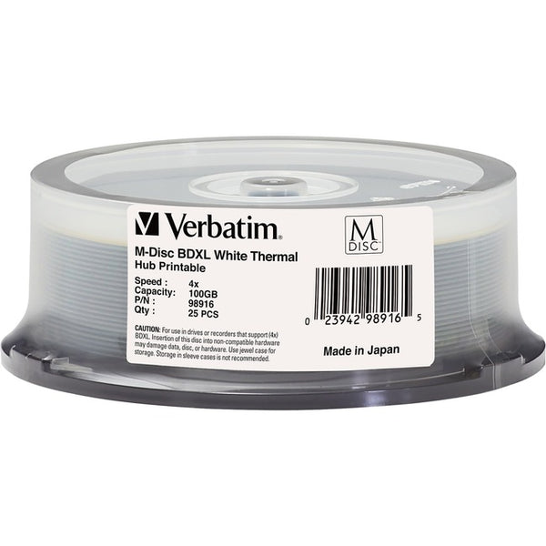 Verbatim Blu-ray Recordable Media - BD-R XL - 4x - 100 GB - 25 Pack Spindle