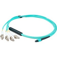AddOn 3m MPO (Female) to 8xLC (Male) 8-Strand Aqua OM4 Fiber Fanout Cable - American Tech Depot