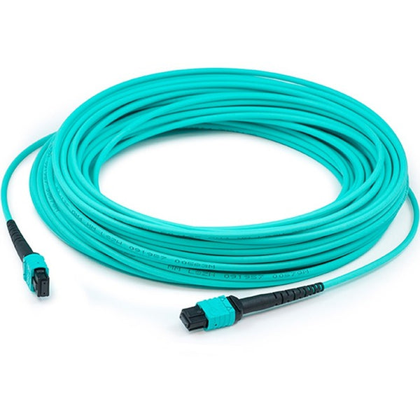 AddOn 8m MPO (Female) to MPO (Female) 12-Strand Aqua OM4 Crossover Fiber OFNR (Riser-Rated) Patch Cable - American Tech Depot