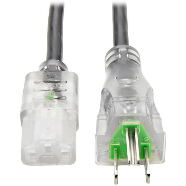 Tripp Lite 10ft Computer Power Cord Hospital Medical Cable 5-15P to C13 Clear 10A 18AWG 10' - American Tech Depot