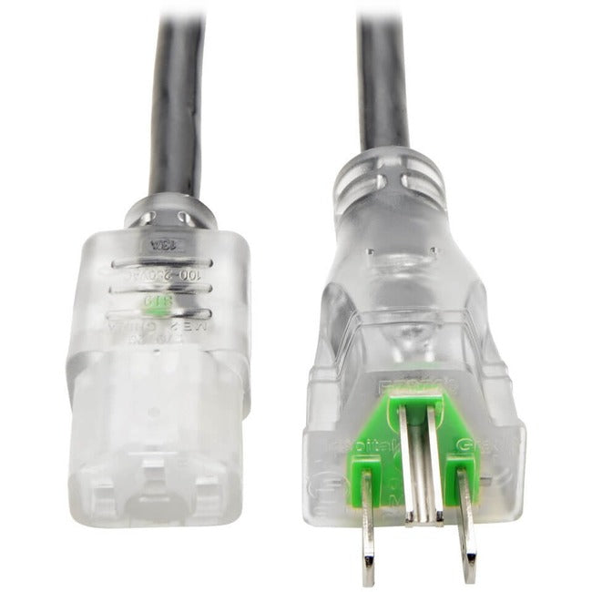 Tripp Lite 15ft Computer Power Cord Hospital Medical Cable 5-15P to C13 Clear 13A 16AWG 15' - American Tech Depot