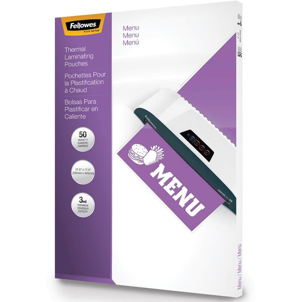 Fellowes Glossy Pouches - Menu, 3 mil, 50 pack