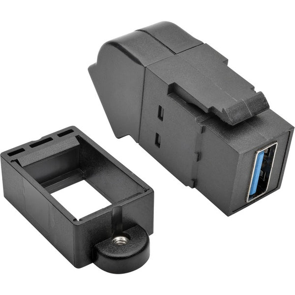 Tripp Lite USB 3.0 Keystone Panel Mount Coupler Angled F-F All in One Black - American Tech Depot