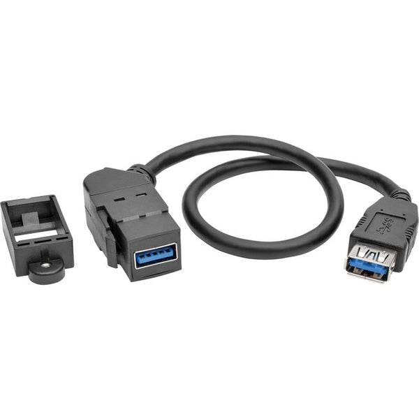 Tripp Lite USB 3.0 Keystone Panel Mount Coupler Cable F-F Angled 1ft - American Tech Depot