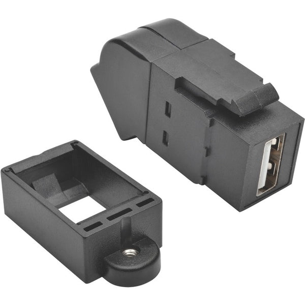 Tripp Lite USB 2.0 Keystone Panel Mount Coupler All-in-One Angled F-F Black - American Tech Depot