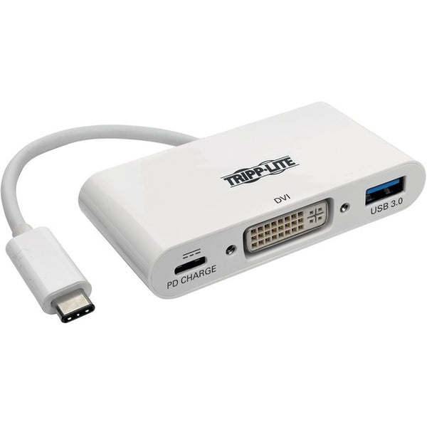 Tripp Lite USB C to DVI Multiport Video Adapter Converter w- USB-A Hub & USB-C PD Charging Port, Thunderbolt 3 Compatible, USB Type C to DVI, USB Type-C - American Tech Depot