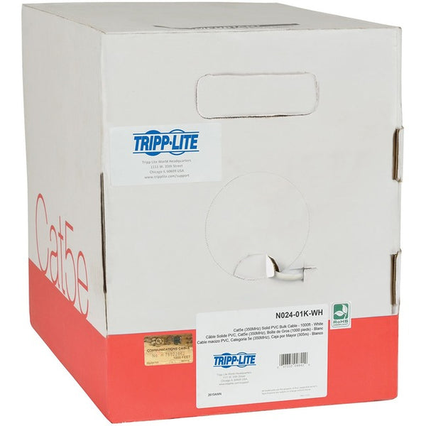 Tripp Lite 1000ft Cat5 - Cat5e Bulk Cable Solid CMP Plenum PVC White 1000' - American Tech Depot