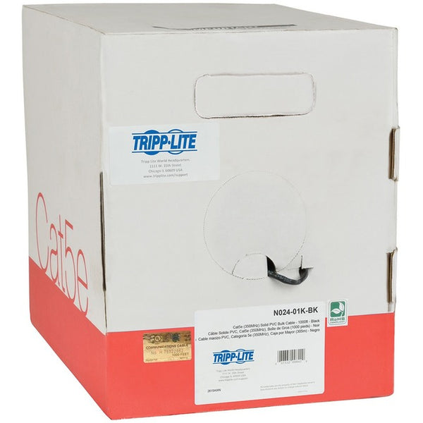 Tripp Lite 1000ft Cat5 - Cat5e Bulk Cable Solid CMP Plenum PVC Black 1000' - American Tech Depot