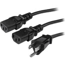 StarTech.com 10 ft Computer Power Cord - NEMA 5-15P to 2x C13 - C13 Y-Cable - Power Cord Y Splitter Cable - Power 2 monitors at once