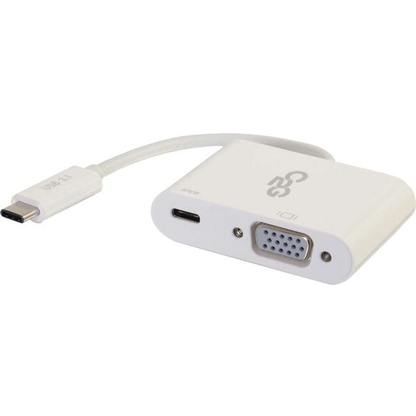 C2G USB C to VGA Video Adapter w- Power Delivery - USB Type C to VGA White - American Tech Depot
