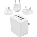 StarTech.com Travel USB Wall Charger - 4 Port - White - Universal Travel Adapter - International Power Adapter - USB Charger - American Tech Depot