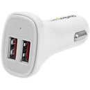 StarTech.com Dual Port USB Car Charger - White - High Power 24W-4.8A - 2 port USB Car Charger - Charge two tablets at once - American Tech Depot