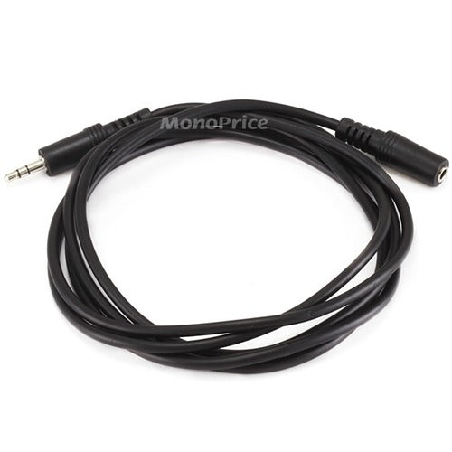 Monoprice 6ft 3.5mm Stereo Plug-Jack M-F Cable - Black - American Tech Depot