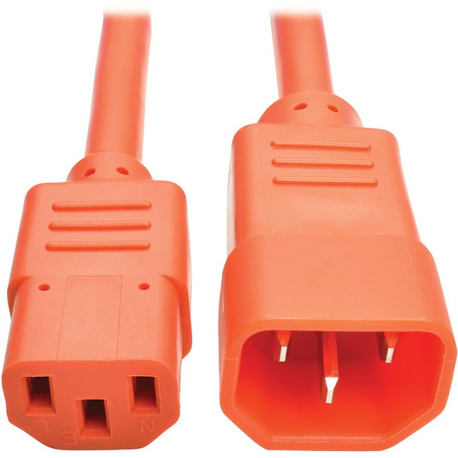 Tripp Lite 2ft Computer Power Extension Cord 10A 18 AWG C14 C13 Orange 2' - American Tech Depot