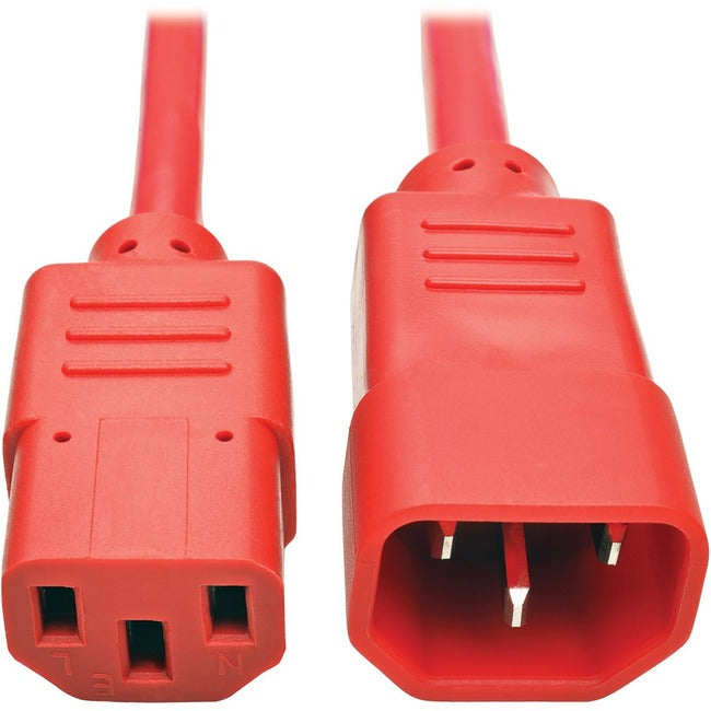 Tripp Lite 3ft Computer Power Extension Cord 10A 18 AWG C14 to C13 Red 3' - American Tech Depot