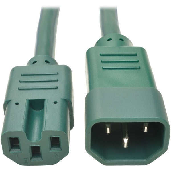 Tripp Lite 2ft Heavy Duty Power Extension Cord 15A 14 AWG C14 C15 Green 2' - American Tech Depot