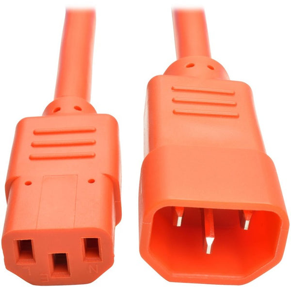 Tripp Lite 2ft Heavy Duty Power Extension Cord 15A 14 AWG C14 C13 Orange 2' - American Tech Depot